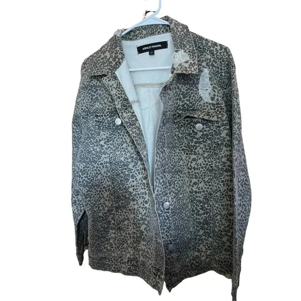 ASHLEY MASON SIZE LARGE BROWN CHEETAH JACKET